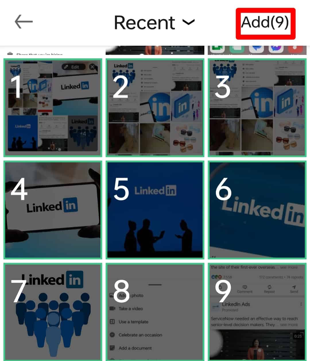 Cómo publicar varias fotos en LinkedIn?