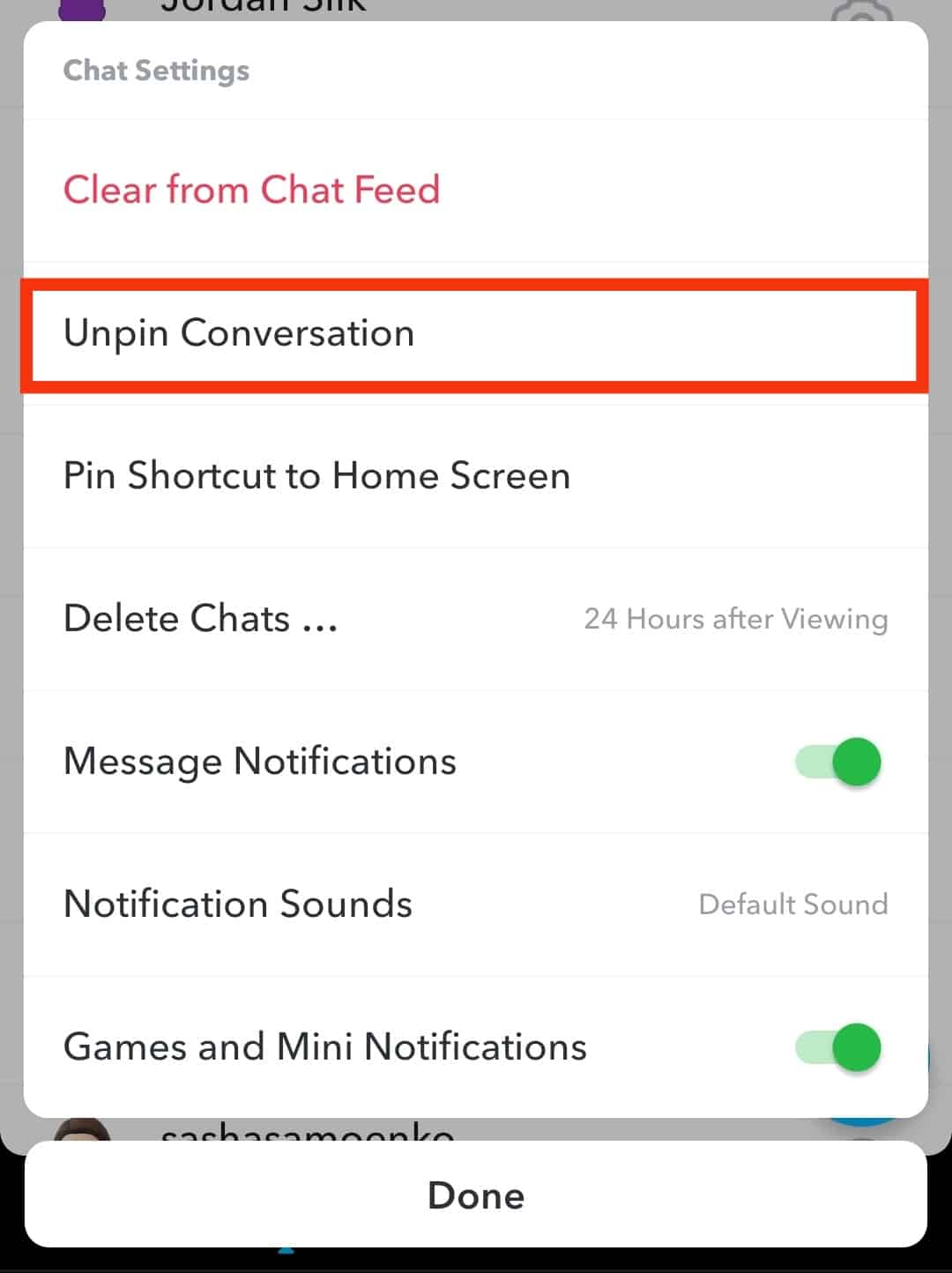 ¿Qué significa "Pin Conversation" en Snapchat?