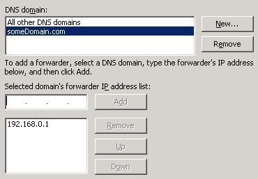 Reenvío condicional de DNS en Server 2003