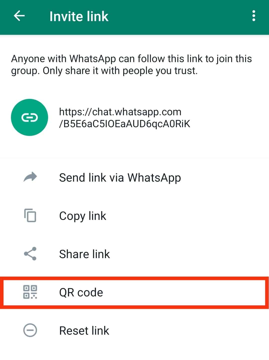 Cómo llegar WhatsApp Código QR de grupo