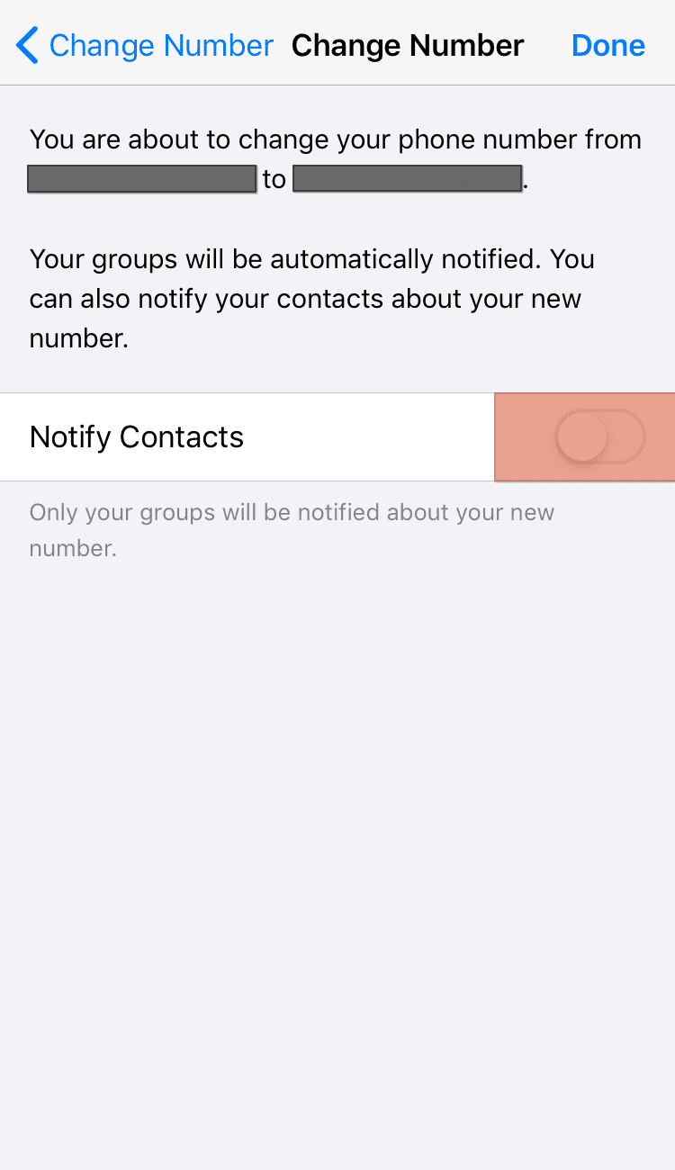 Cambiar WhatsApp Número sin notificar a los contactos