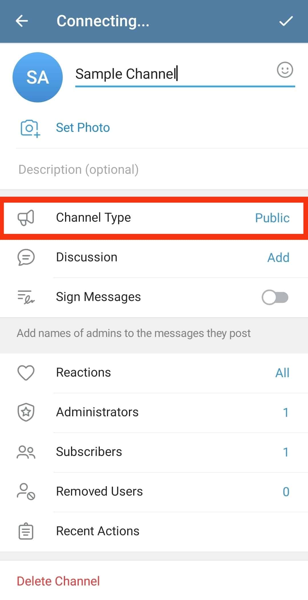 Cómo cambiar Telegram Enlace de canal