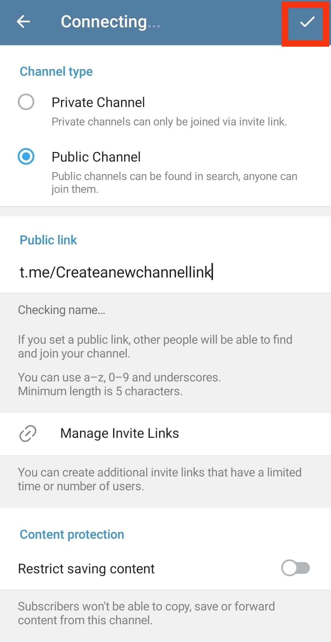Cómo cambiar Telegram Enlace de canal