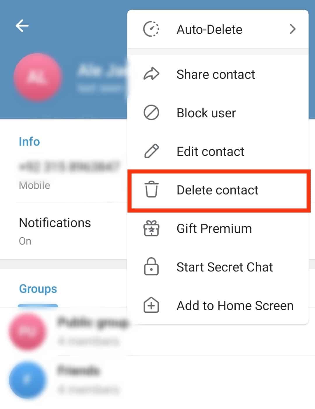 Cómo agregar amigos en Telegram por número?