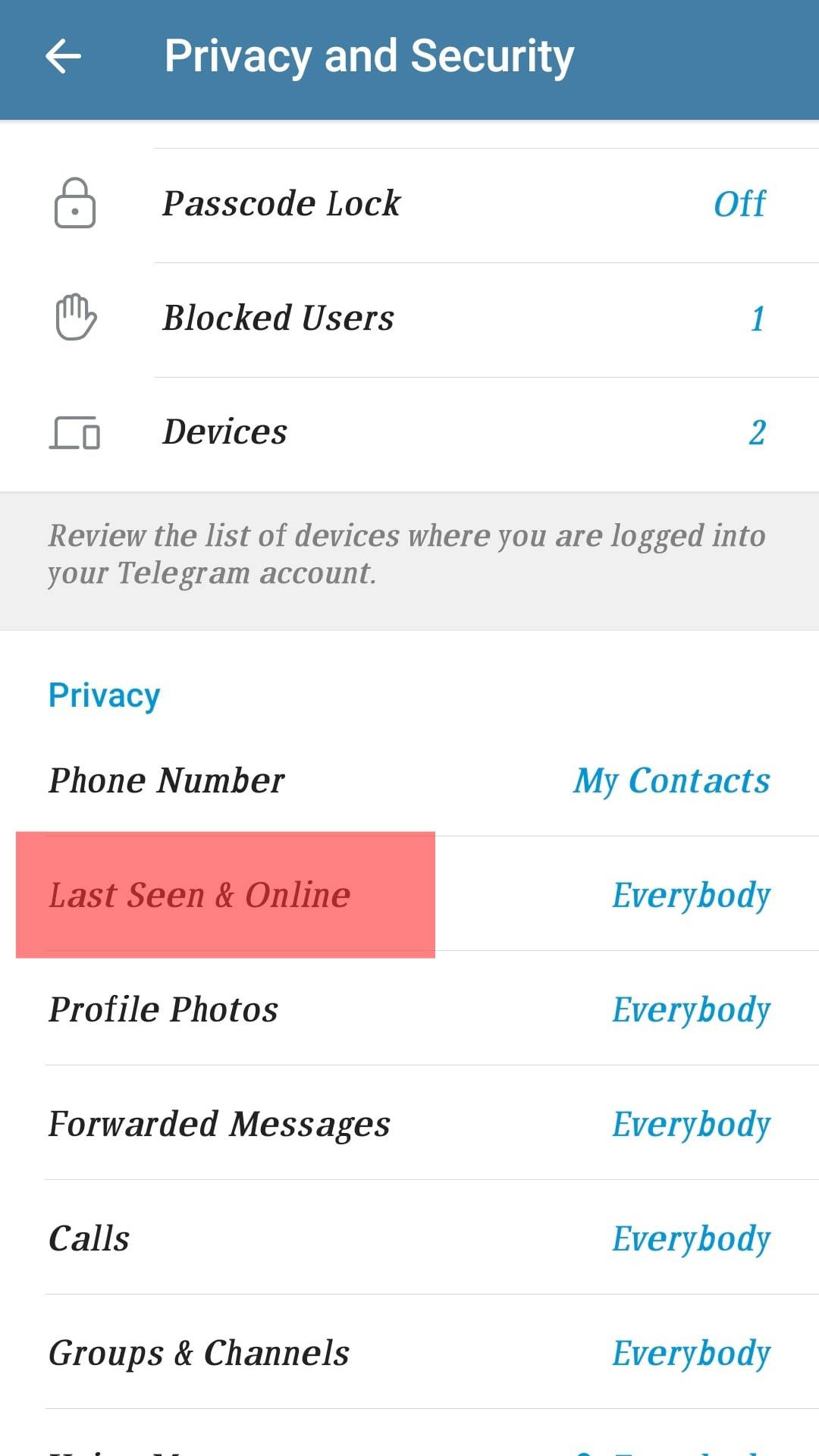 Cómo aparecer sin conexión en Telegram?