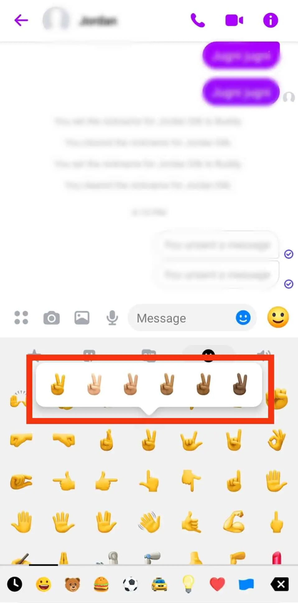 Cómo cambiar el color de la piel de emoji en Messenger?