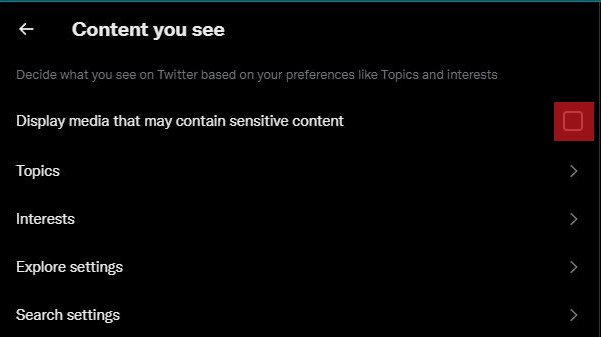 Cómo desactivar el contenido confidencial en Twitter?