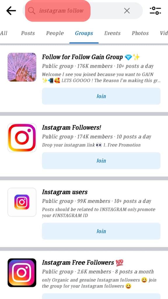 Cómo encontrar grupos en Instagram