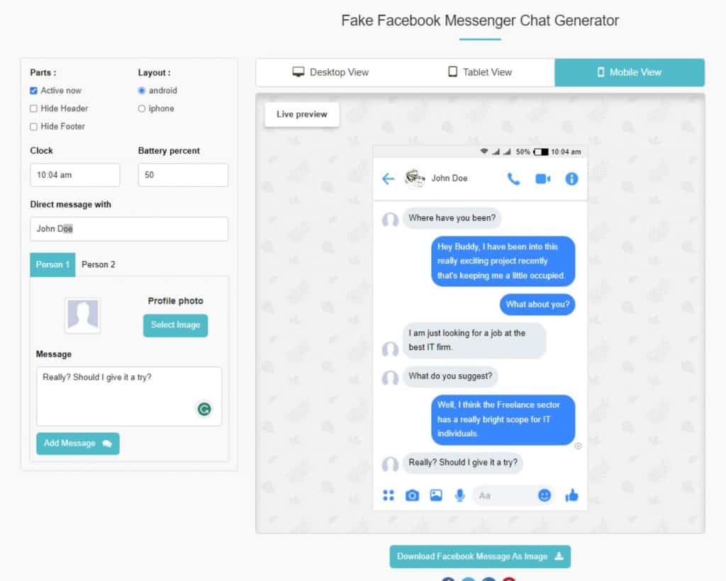 Cómo hacer una falsificación Messenger Conversación