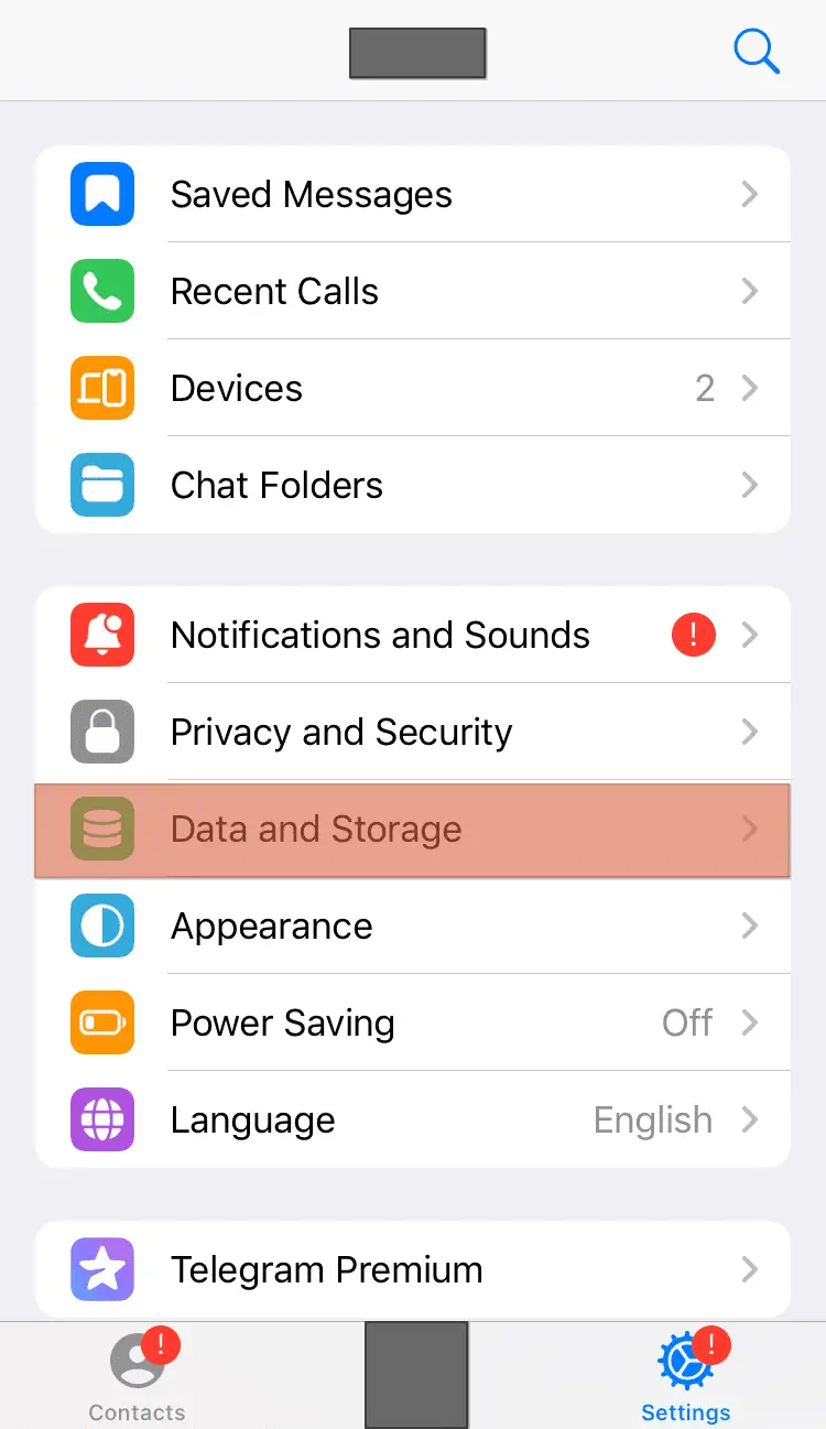 Cómo borrar Telegram Documentos y datos en iPhone