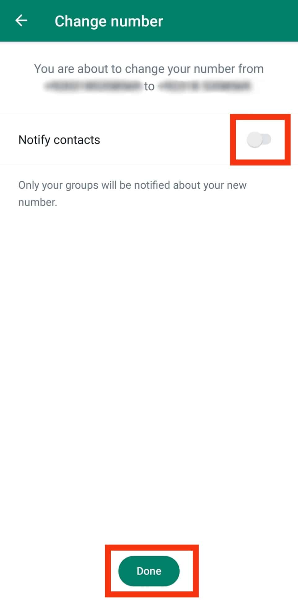 Cambiar WhatsApp Número sin notificar a los contactos
