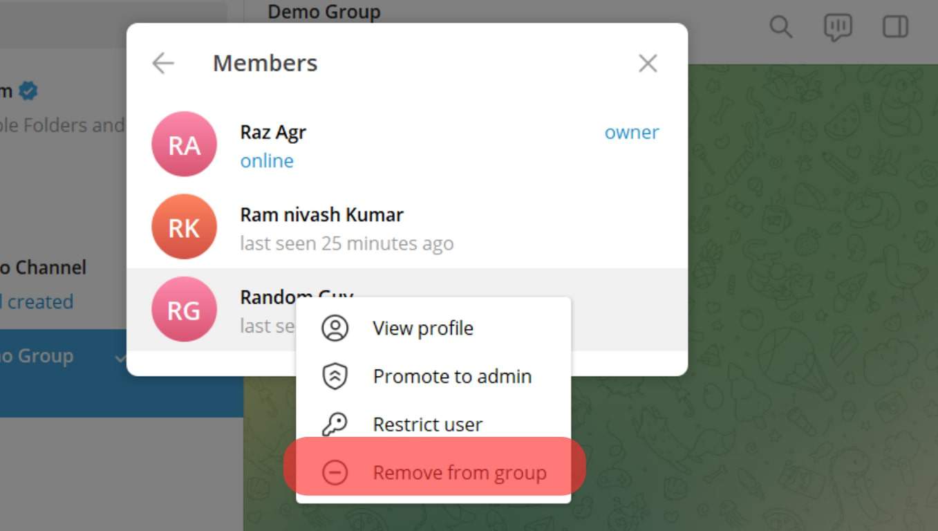 Cómo eliminar personas de Telegram Grupo