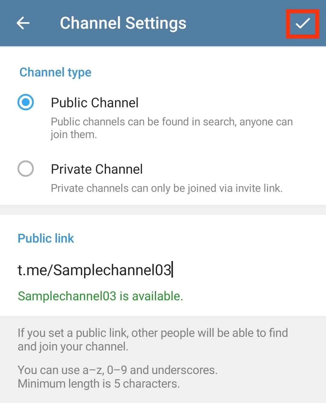 Cómo cambiar Telegram Enlace de canal