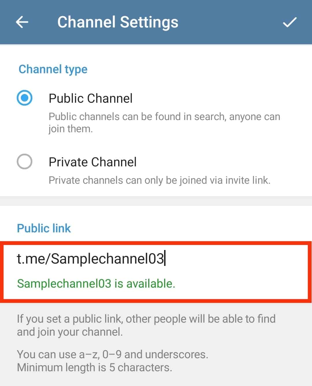 Cómo cambiar Telegram Enlace de canal