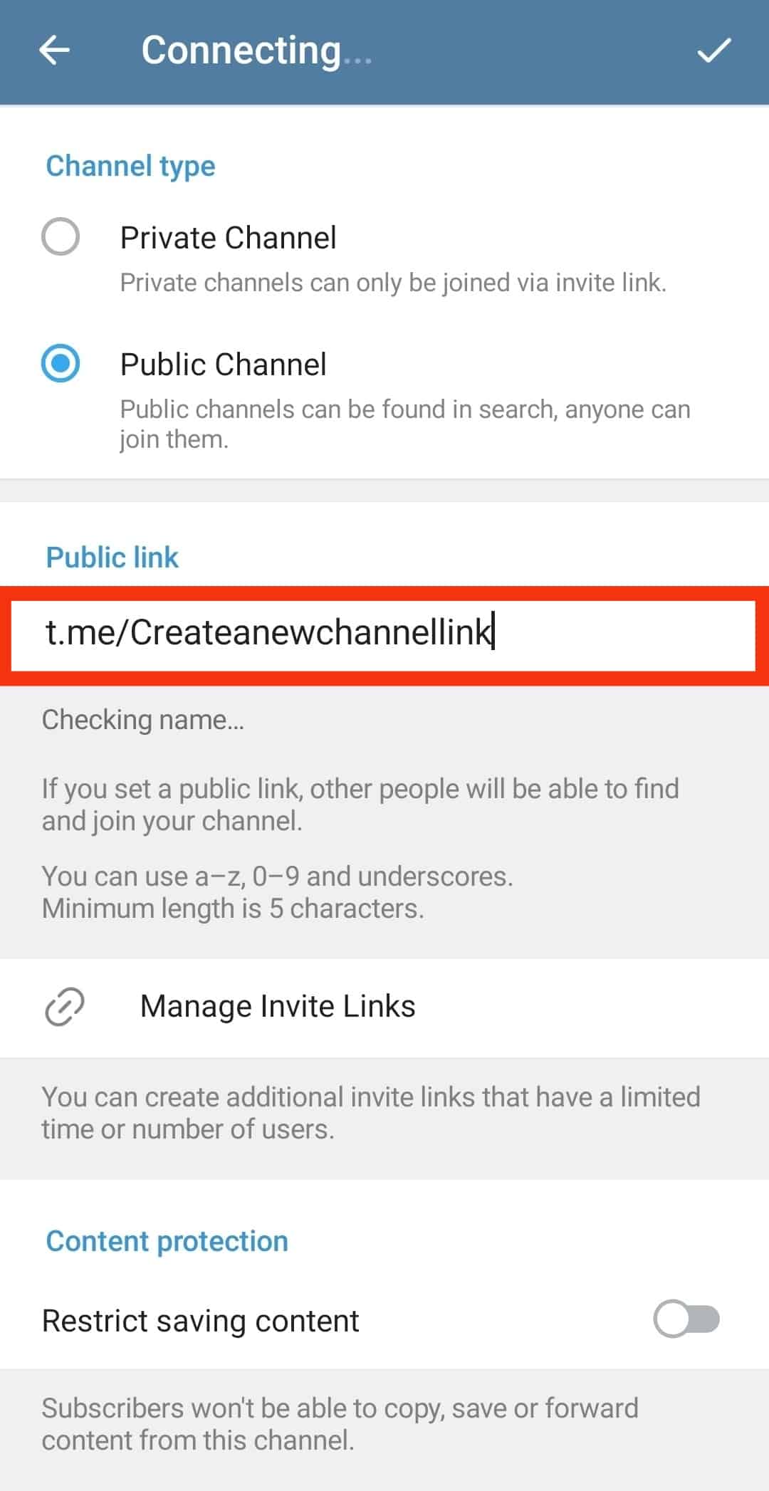 Cómo cambiar Telegram Enlace de canal