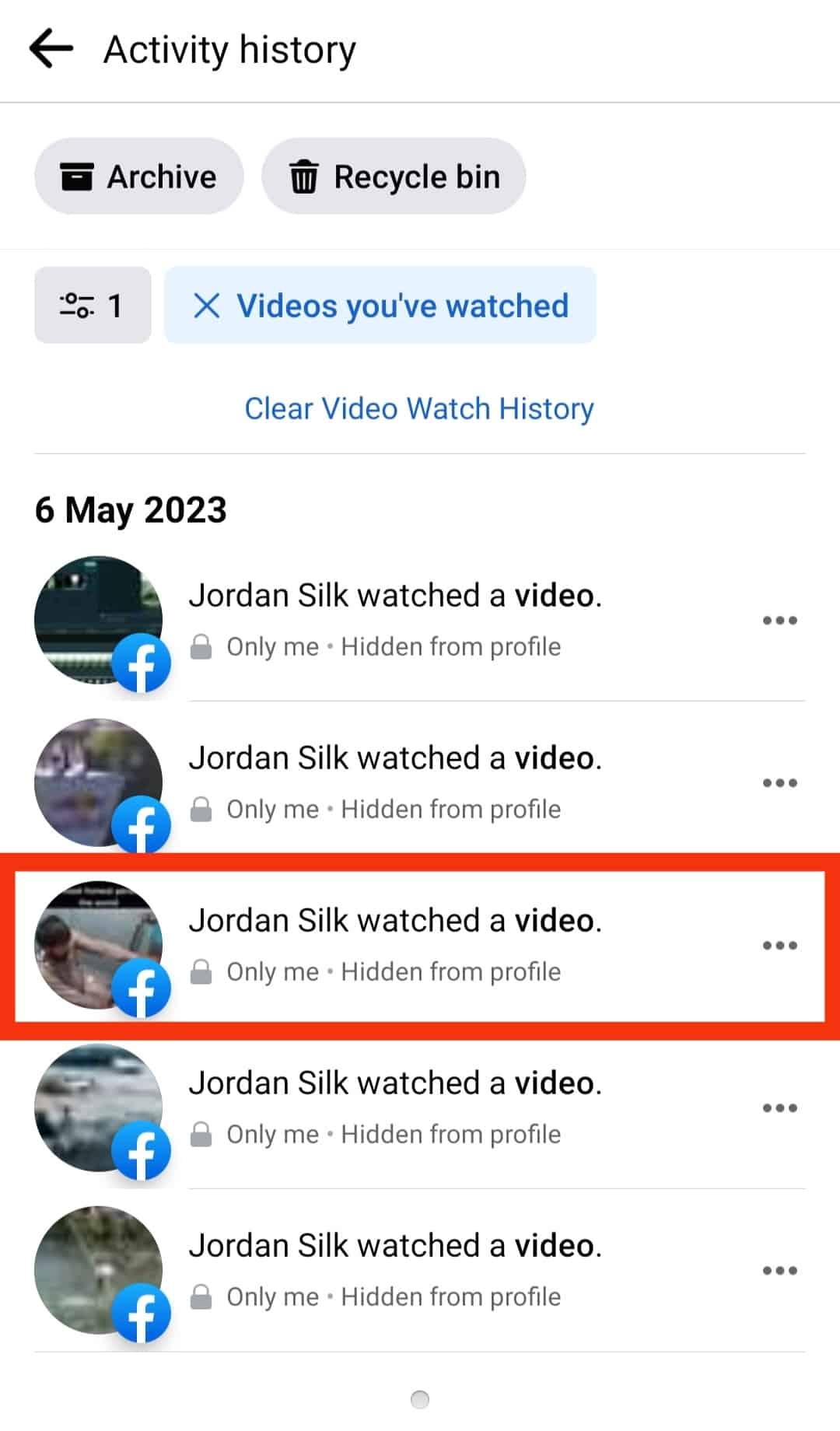 Cómo borrar el historial de reproducciones en Facebook