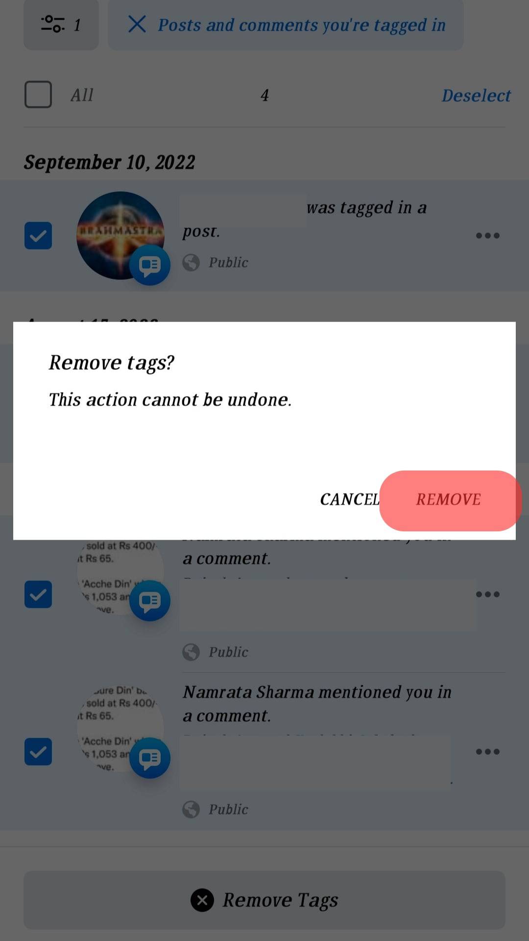 ¿Cómo eliminar una mención en Facebook?