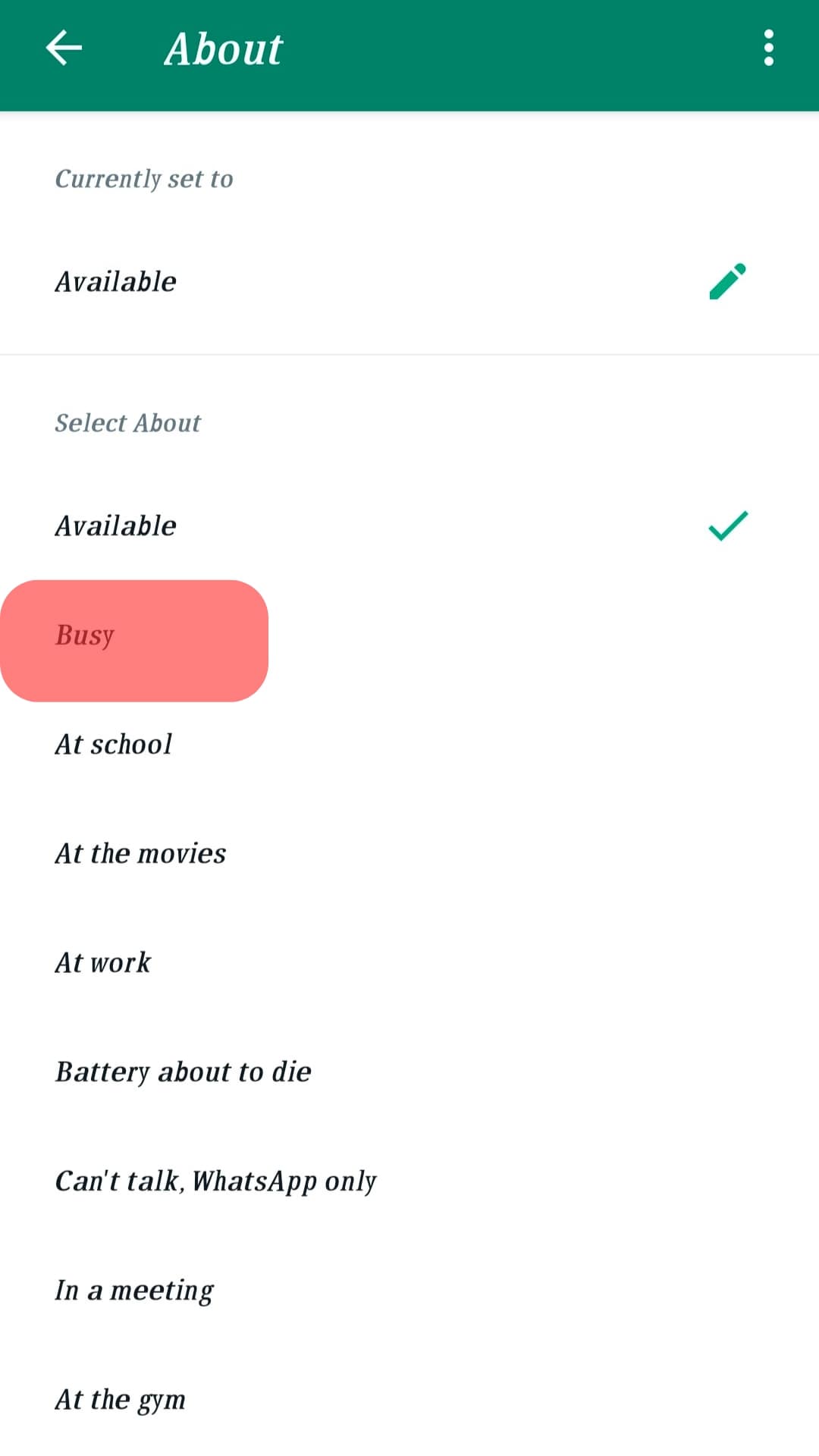¿Qué significa «Ocupado» en WhatsApp?