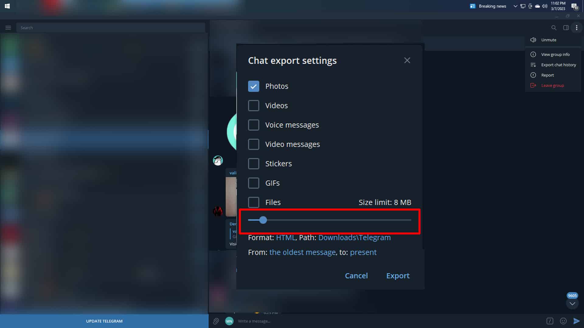 Cómo descargar todo Telegram Fotos