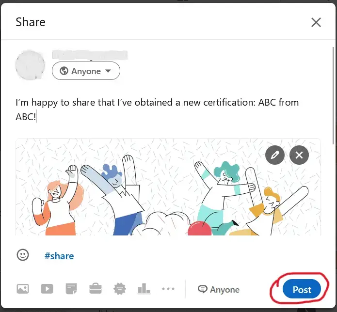 Cómo anunciar la certificación en LinkedIn