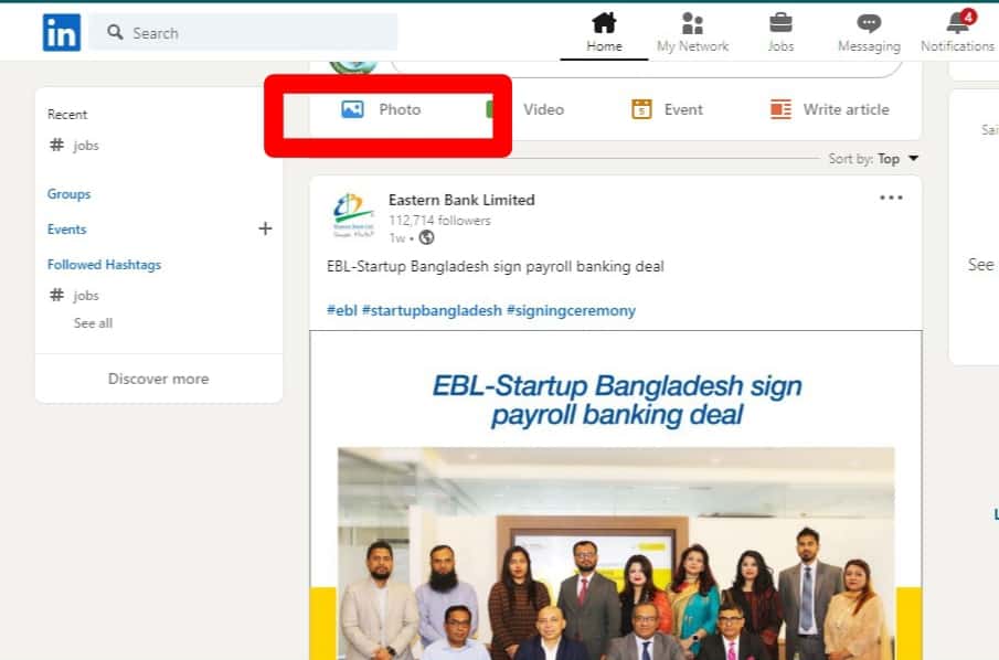 Cómo publicar varias fotos en LinkedIn?