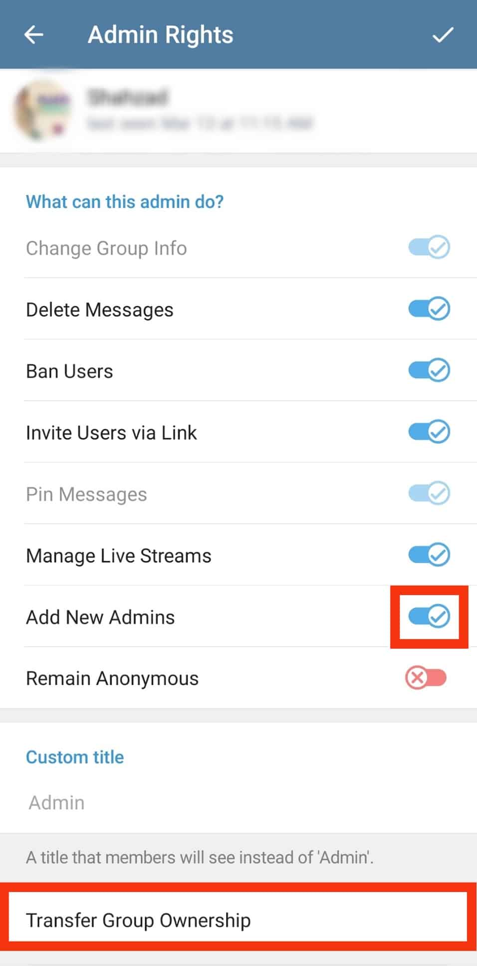 Cómo transferir Telegram Propiedad del grupo