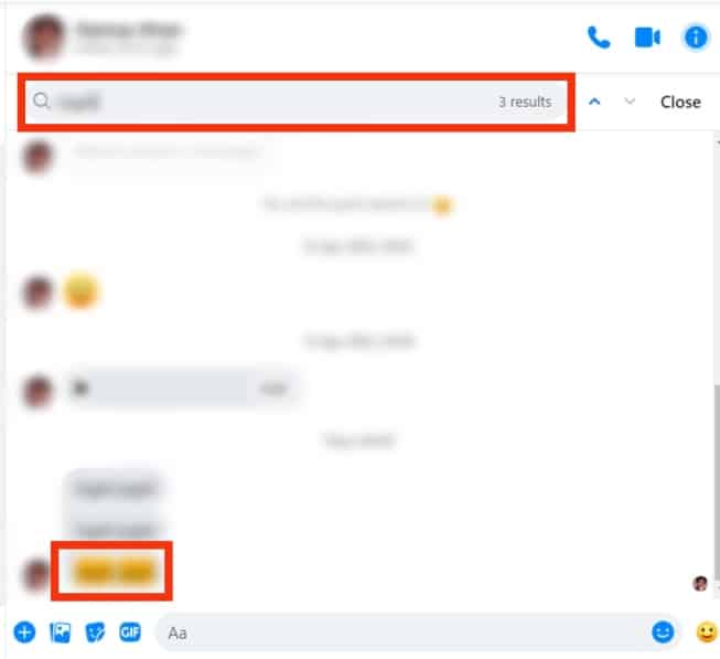 Hace Messenger ¿Notificar cuando buscas en una conversación?