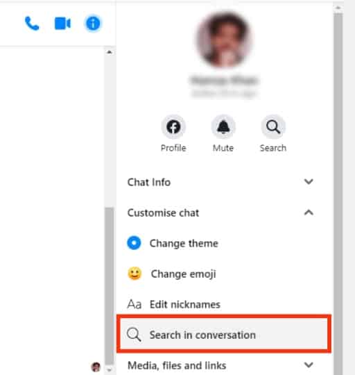 Hace Messenger ¿Notificar cuando buscas en una conversación?