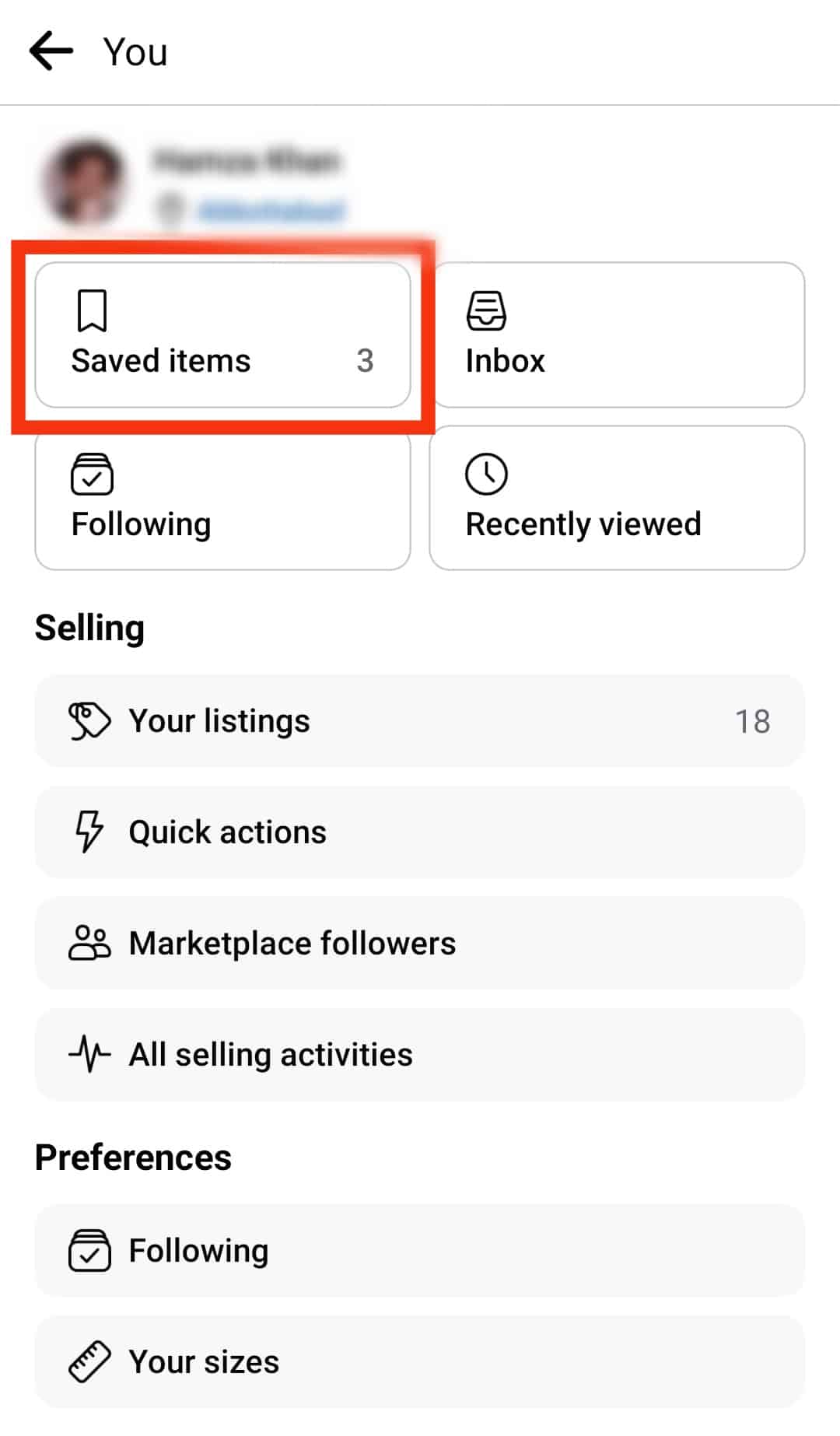 Cómo eliminar elementos guardados en Facebook Marketplace