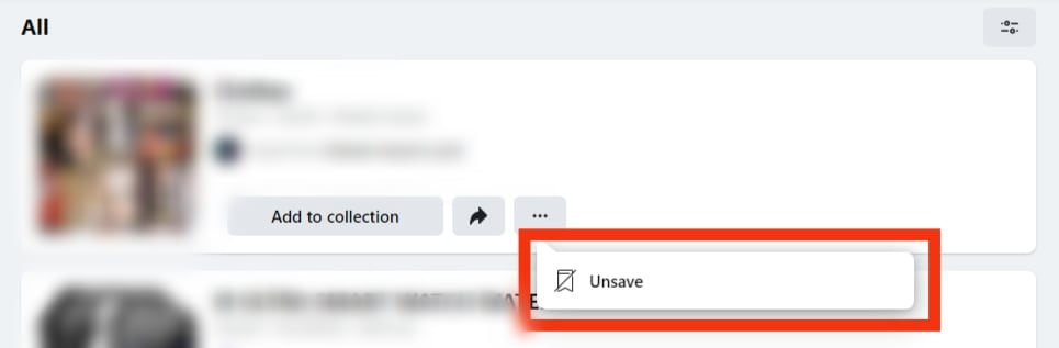 Cómo eliminar elementos guardados en Facebook Marketplace