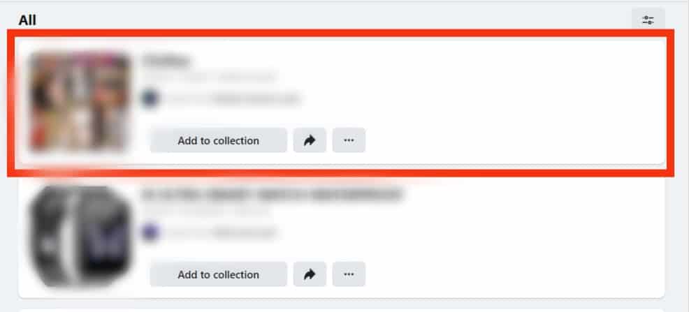 Cómo eliminar elementos guardados en Facebook Marketplace