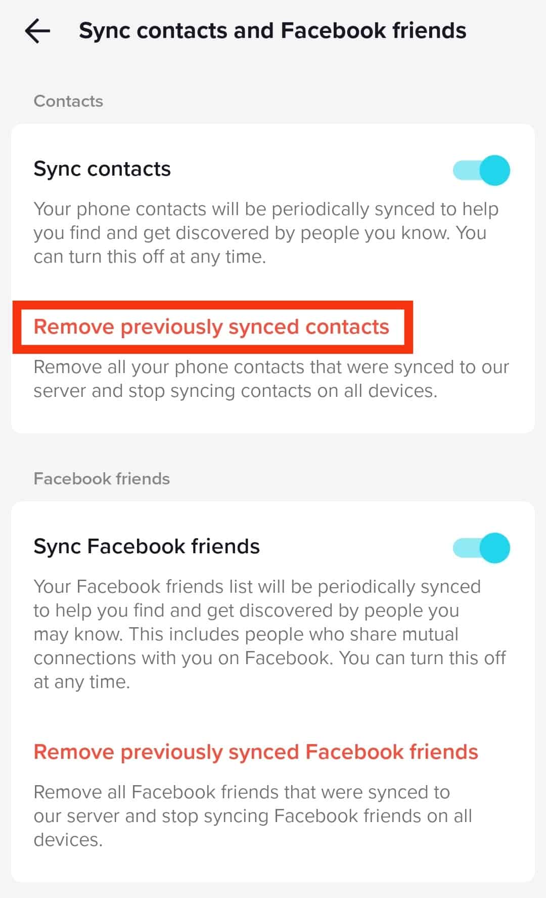 Cómo eliminar contactos de TikTok?