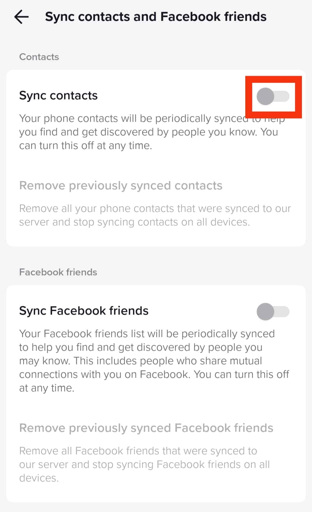 Cómo eliminar contactos de TikTok?