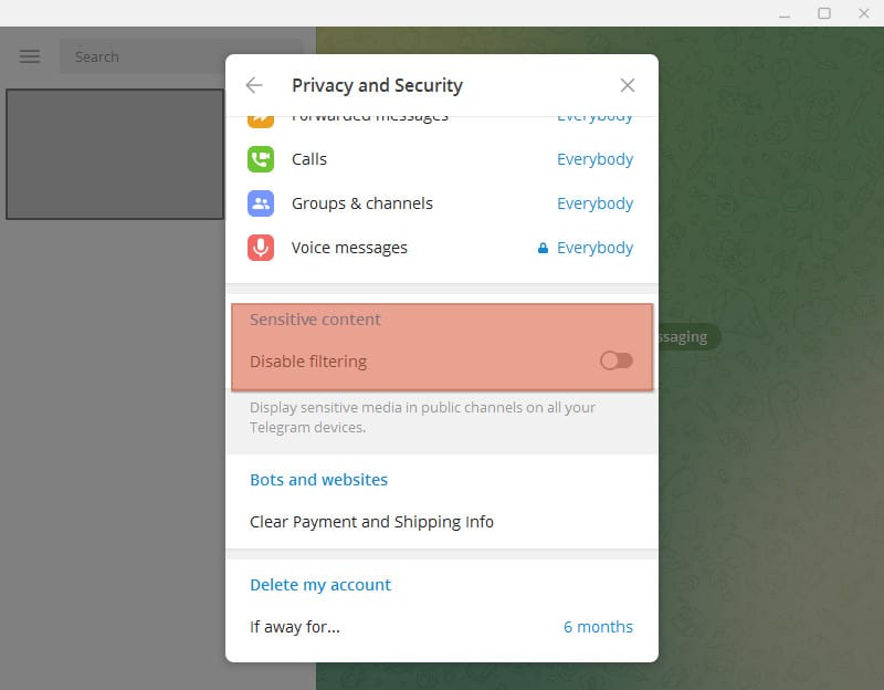 Cómo deshabilitar el filtrado en Telegram