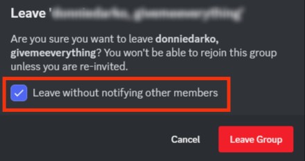 Hace Discord ¿Notificar cuando abandona un chat grupal?