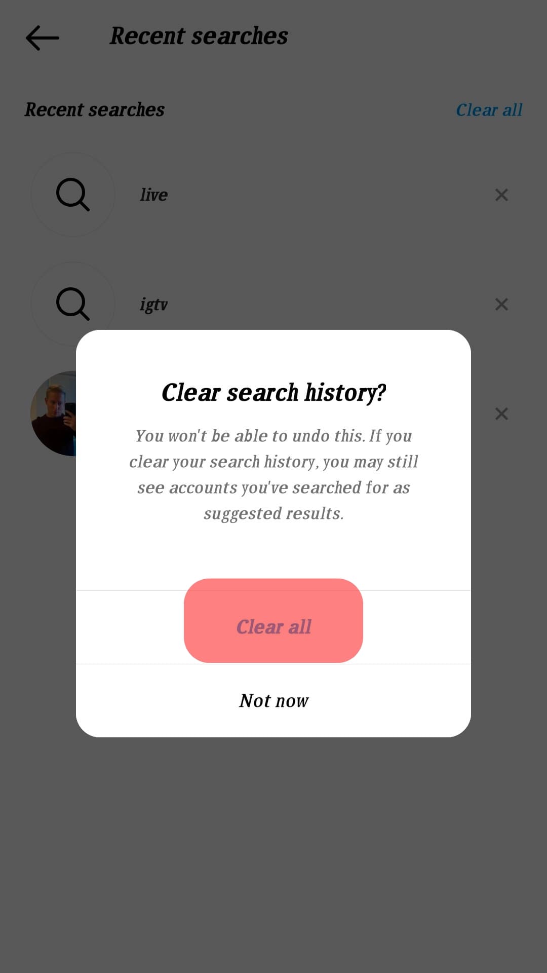 Cómo borrar la actividad en Instagram