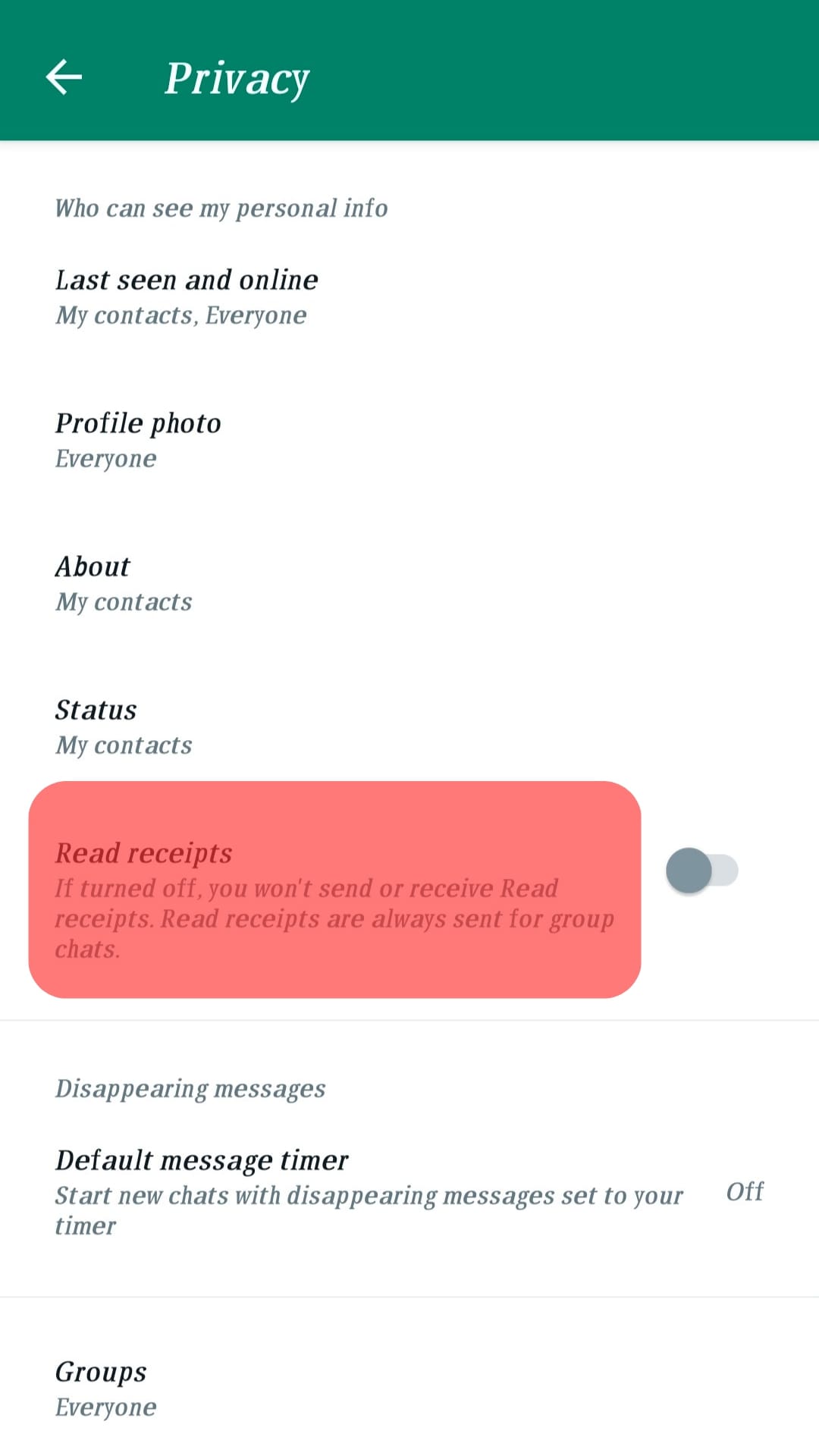 Cómo desactivar los recibos de lectura en WhatsApp ¿Grupo de chat?