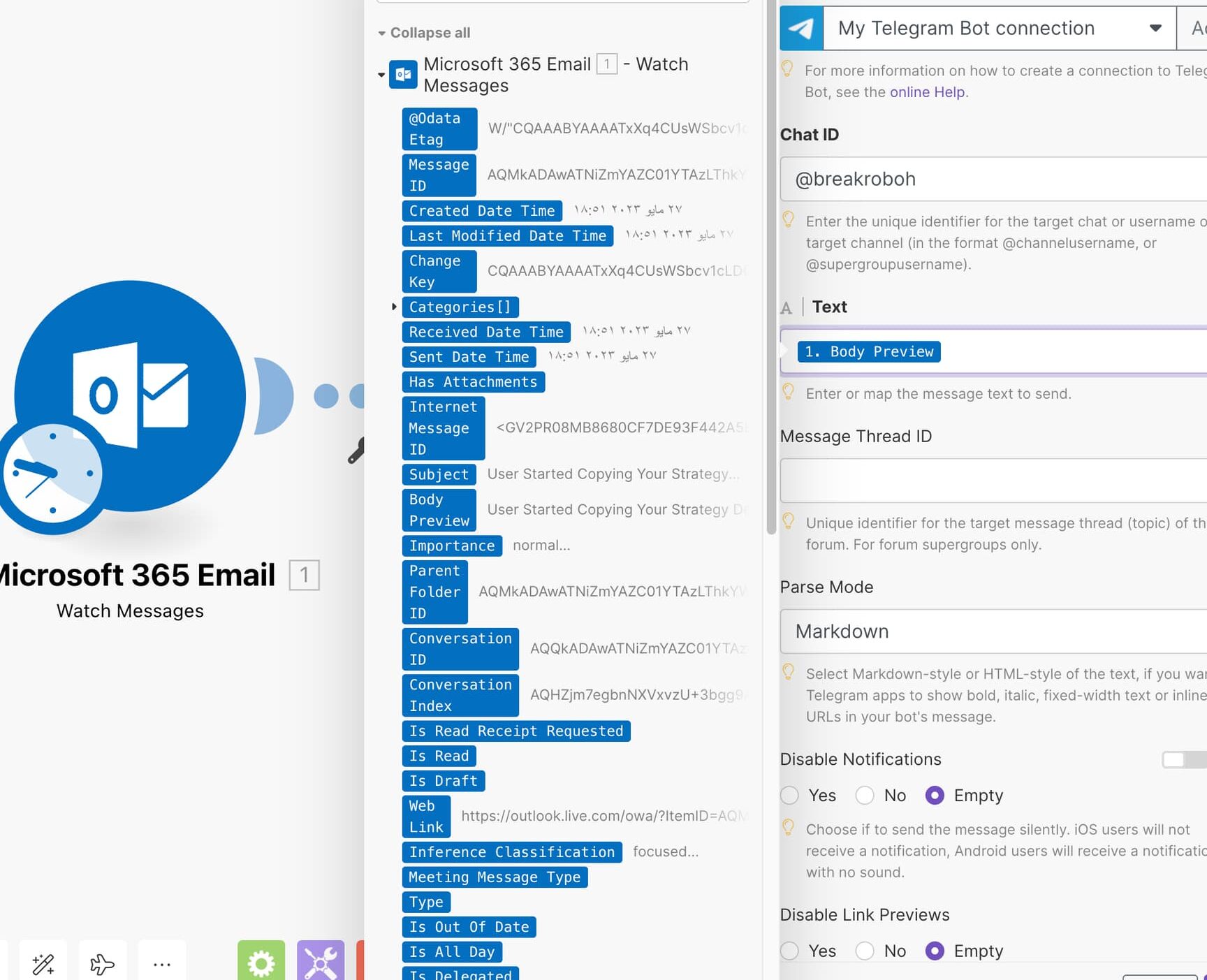 Outlook a telegram bot - Cómo - Make Community