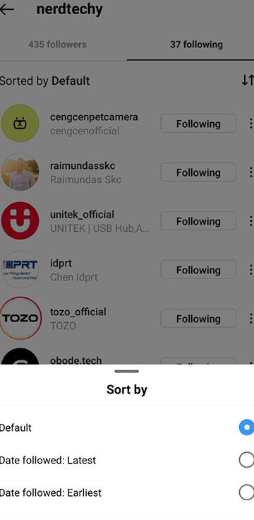 Cómo se ordena la lista de seguidores y seguidores de Instagram (ordenados ...