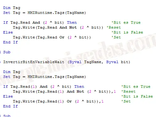 WinCC VBScript InvertBitInTag