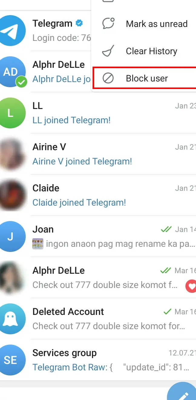 Cómo bloquear a alguien en Telegram